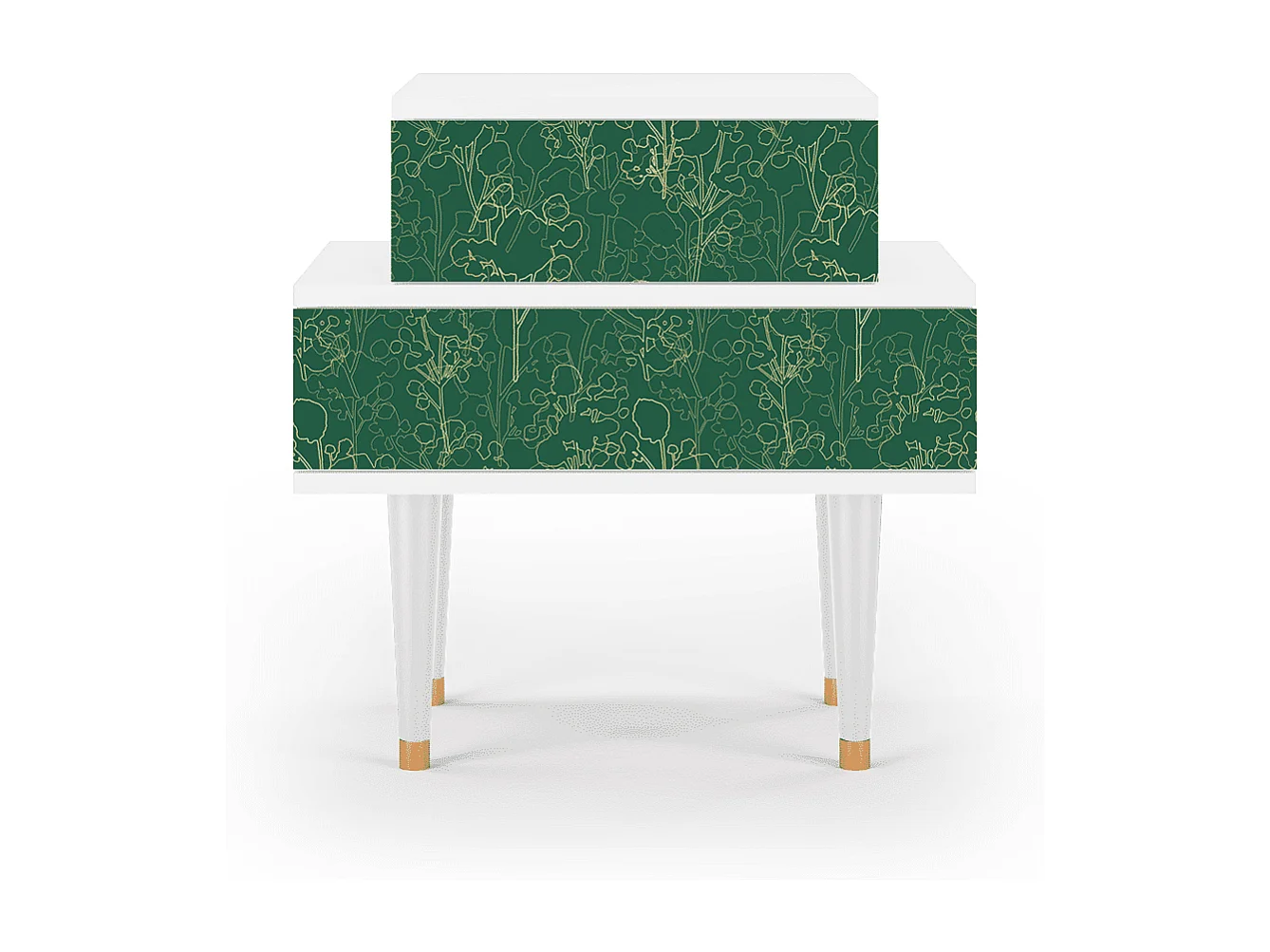 Nachtkastje - 58х58х41 cm - NS1 - Emerald Forest, Wit