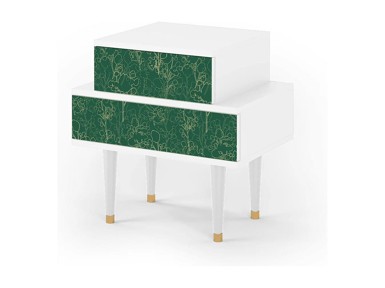 Nachtkastje - 58х58х41 cm - NS1 - Emerald Forest, Wit