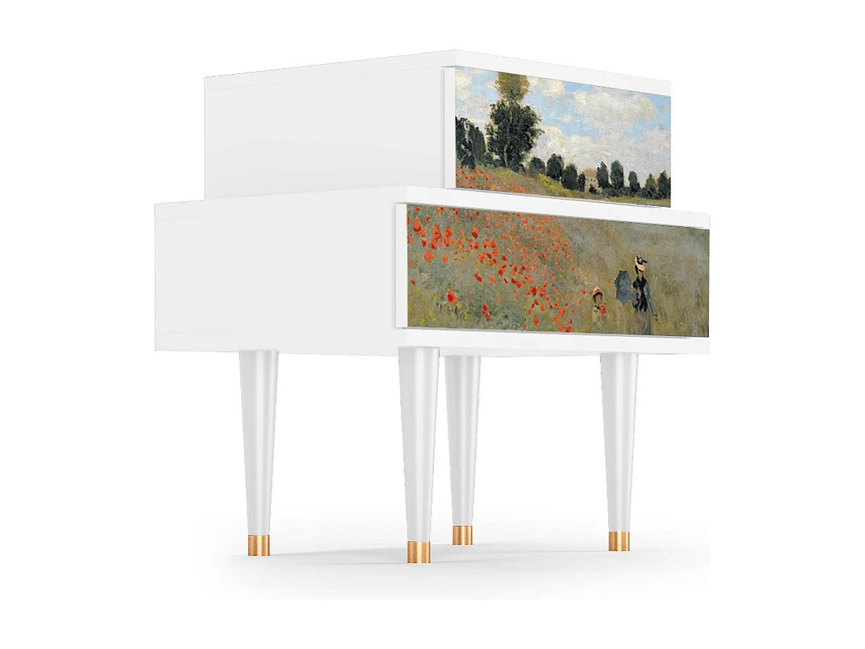 Nachtkastje - 58х58х41 cm - NS1 - Emerald Forest, Wit