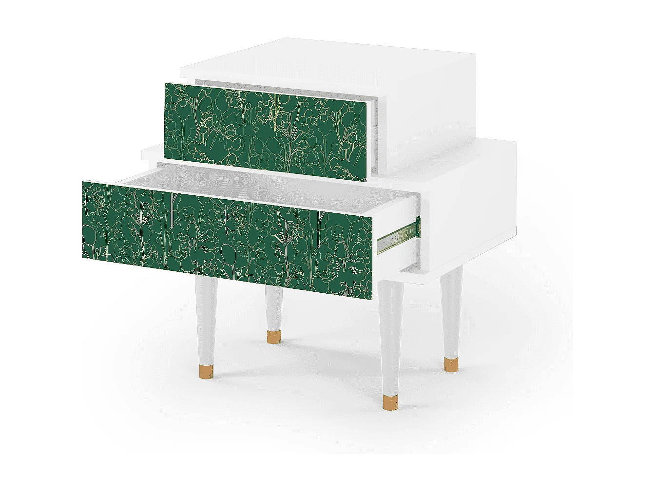 Nachtkastje - 58х58х41 cm - NS1 - Emerald Forest, Wit