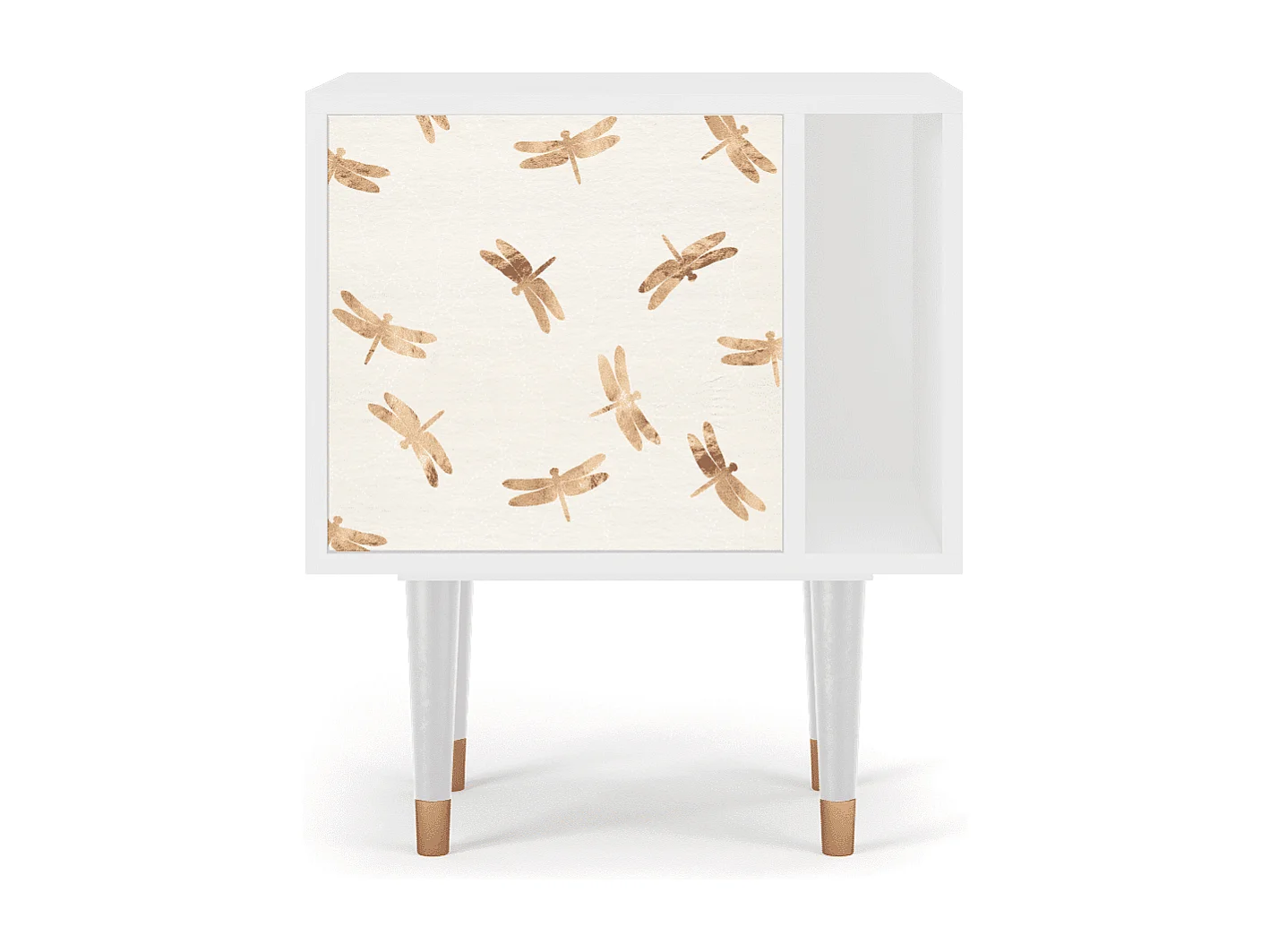 Stolik nocny - 57х69х48 cm - S2 - Nude Dragonflies, Biały