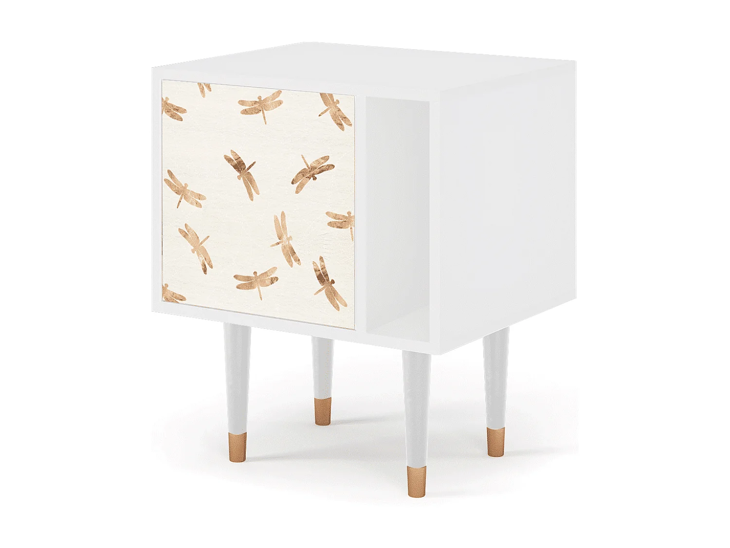 Stolik nocny - 57х69х48 cm - S2 - Nude Dragonflies, Biały