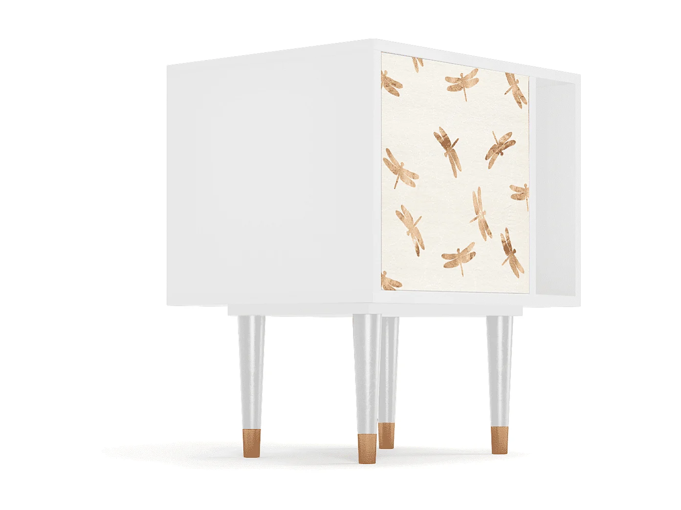 Stolik nocny - 57х69х48 cm - S2 - Nude Dragonflies, Biały