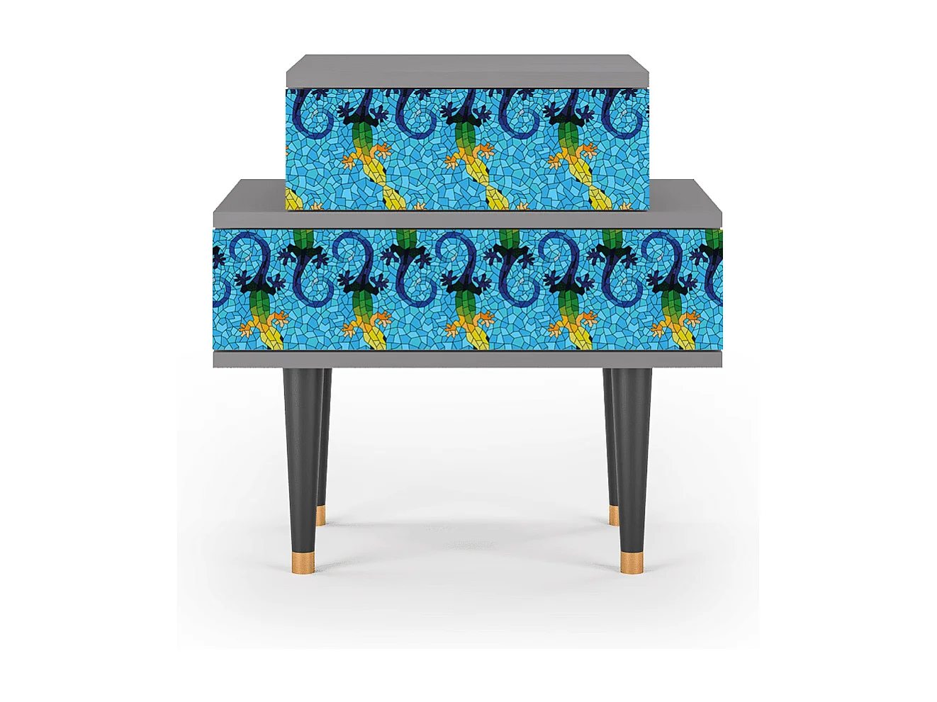 Stolik nocny - 58х58х41 cm - NS1 - Gaudi's Lizard, Szary