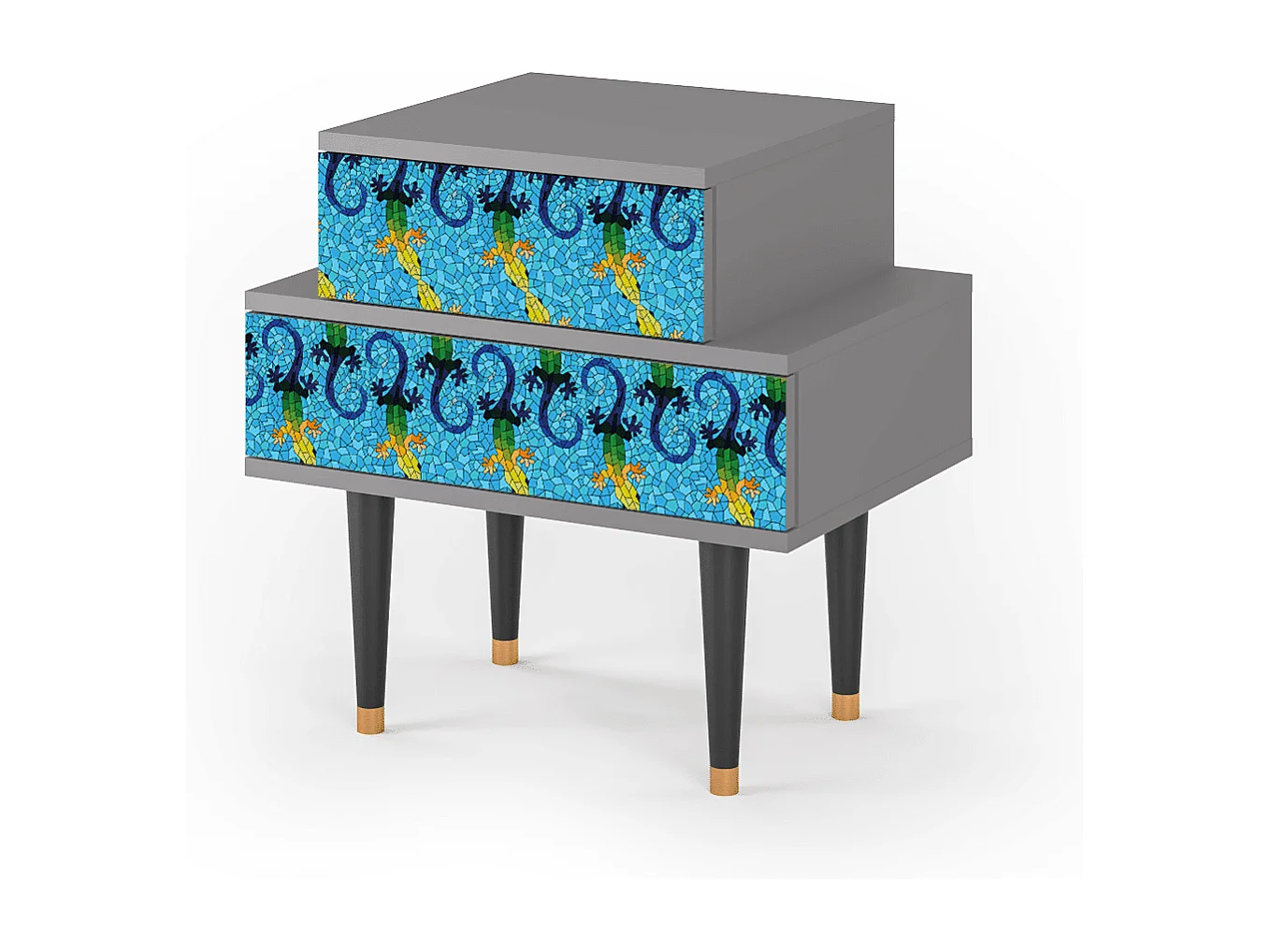 Stolik nocny - 58х58х41 cm - NS1 - Gaudi's Lizard, Szary