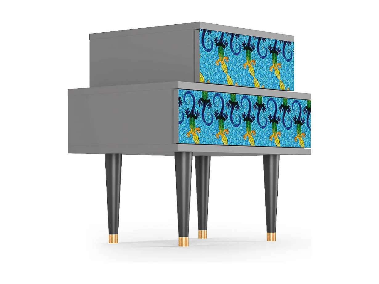 Stolik nocny - 58х58х41 cm - NS1 - Gaudi's Lizard, Szary