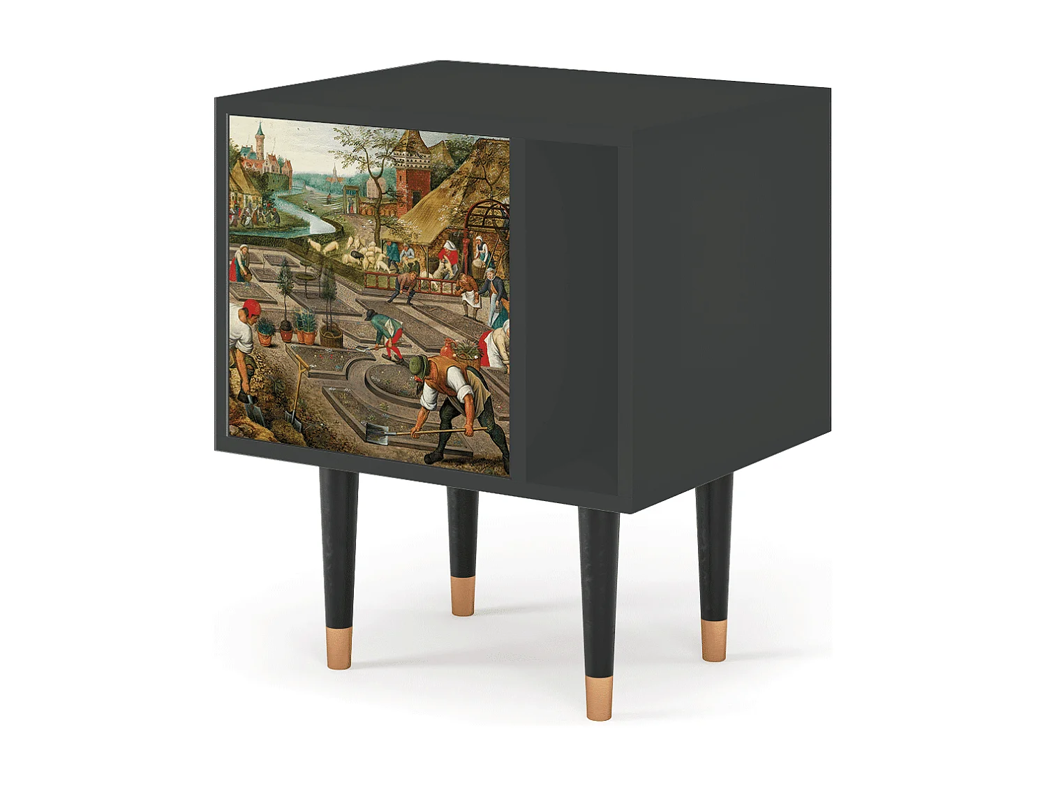 Stolik nocny - 57х69х48 cm - S2 - The Younger - Spring, Antracyt