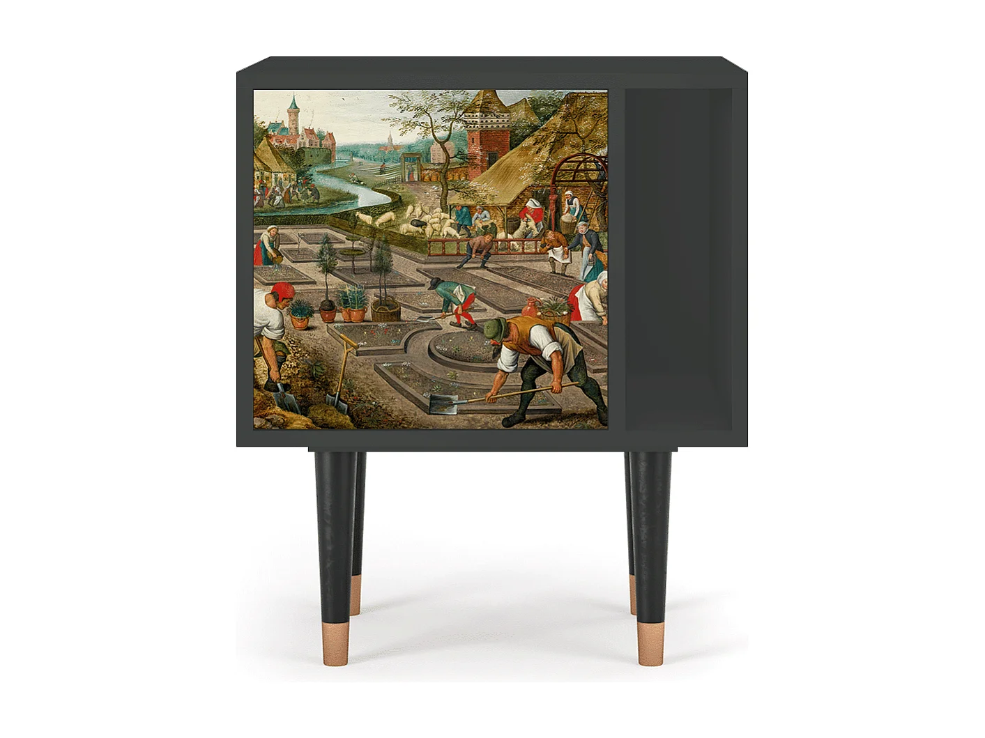 Stolik nocny - 57х69х48 cm - S2 - The Younger - Spring, Antracyt