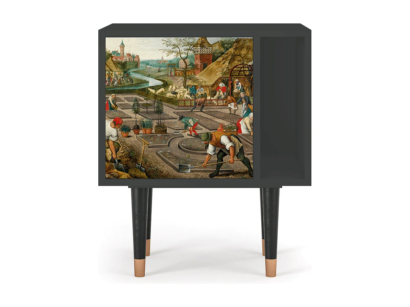 Stolik nocny - 57х69х48 cm - S2 - The Younger - Spring, Antracyt