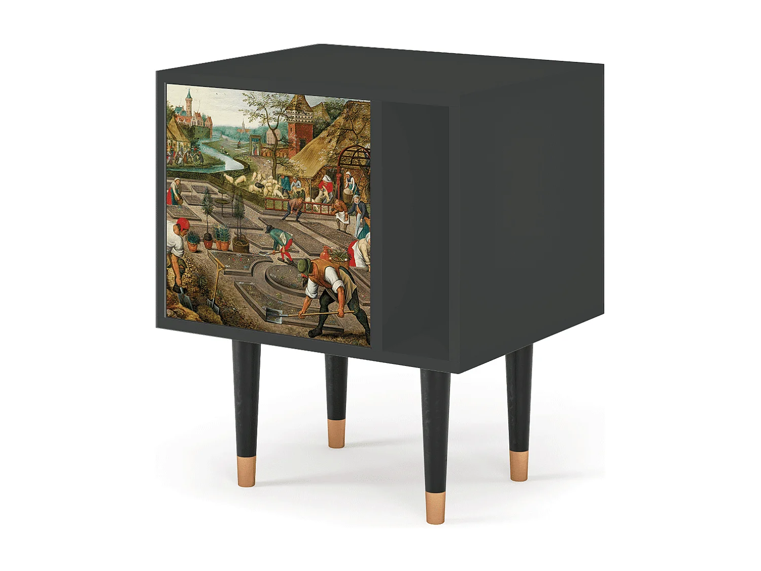 Stolik nocny - 57х69х48 cm - S2 - The Younger - Spring, Antracyt