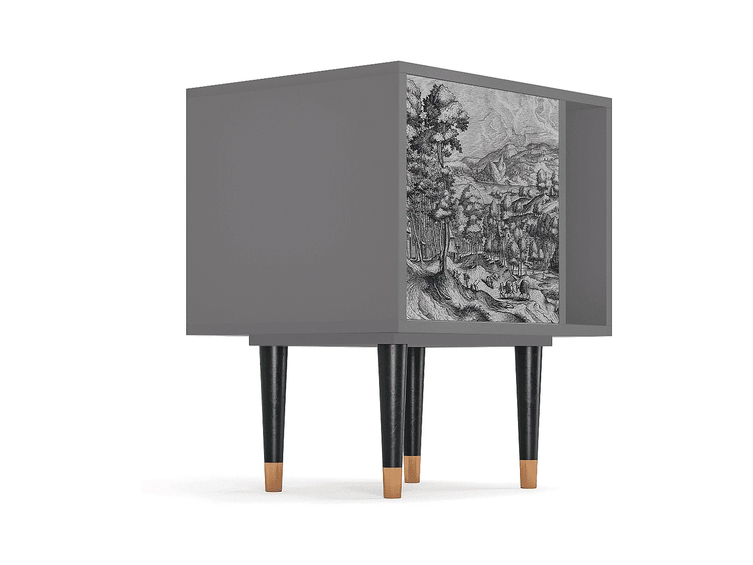 Nachtkastje - 57х69х48 cm - S2 - Rusticorum, Grijs