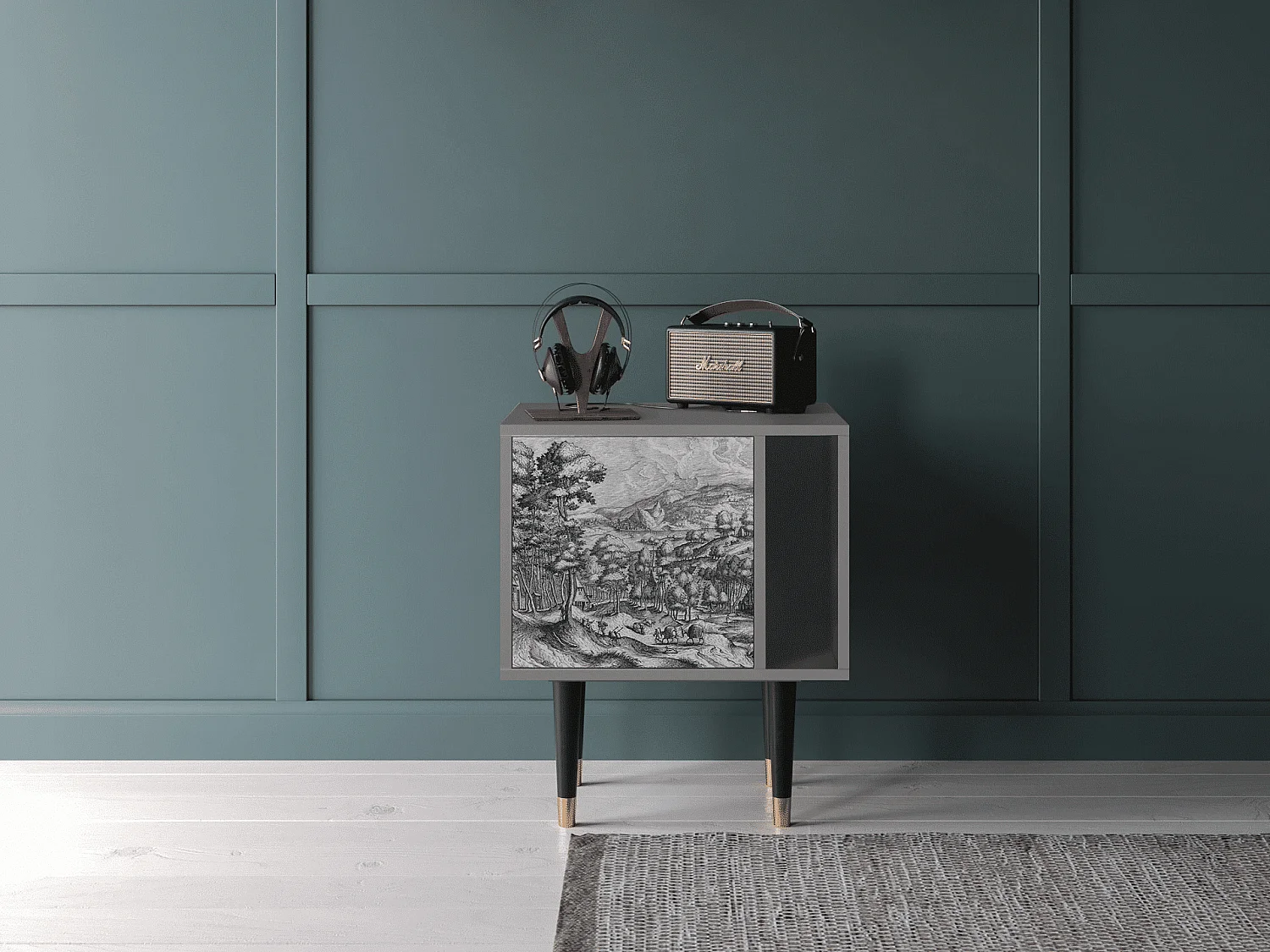 Table de nuit - 57х69х48 cm - S2 - Rusticorum, Gris