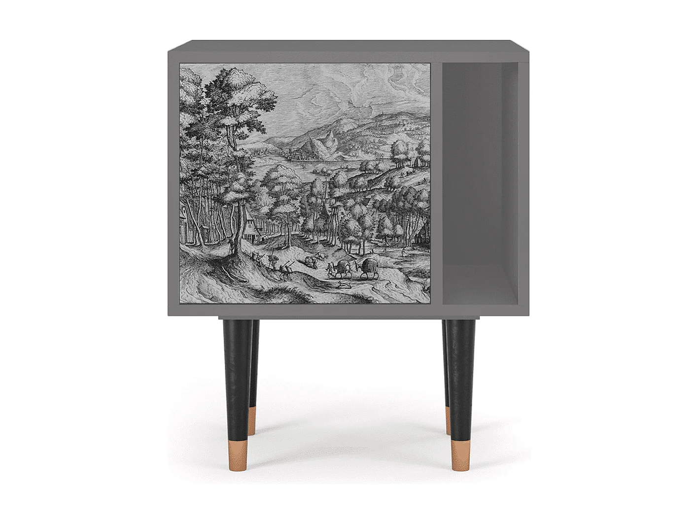 Table de nuit - 57х69х48 cm - S2 - Rusticorum, Gris