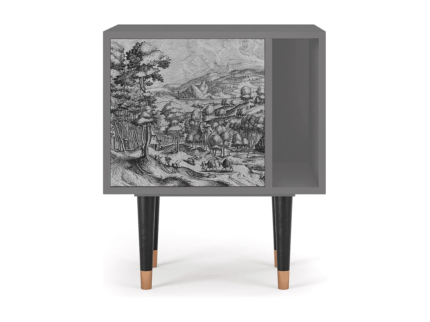 Stolik nocny - 57х69х48 cm - S2 - Rusticorum, Szary