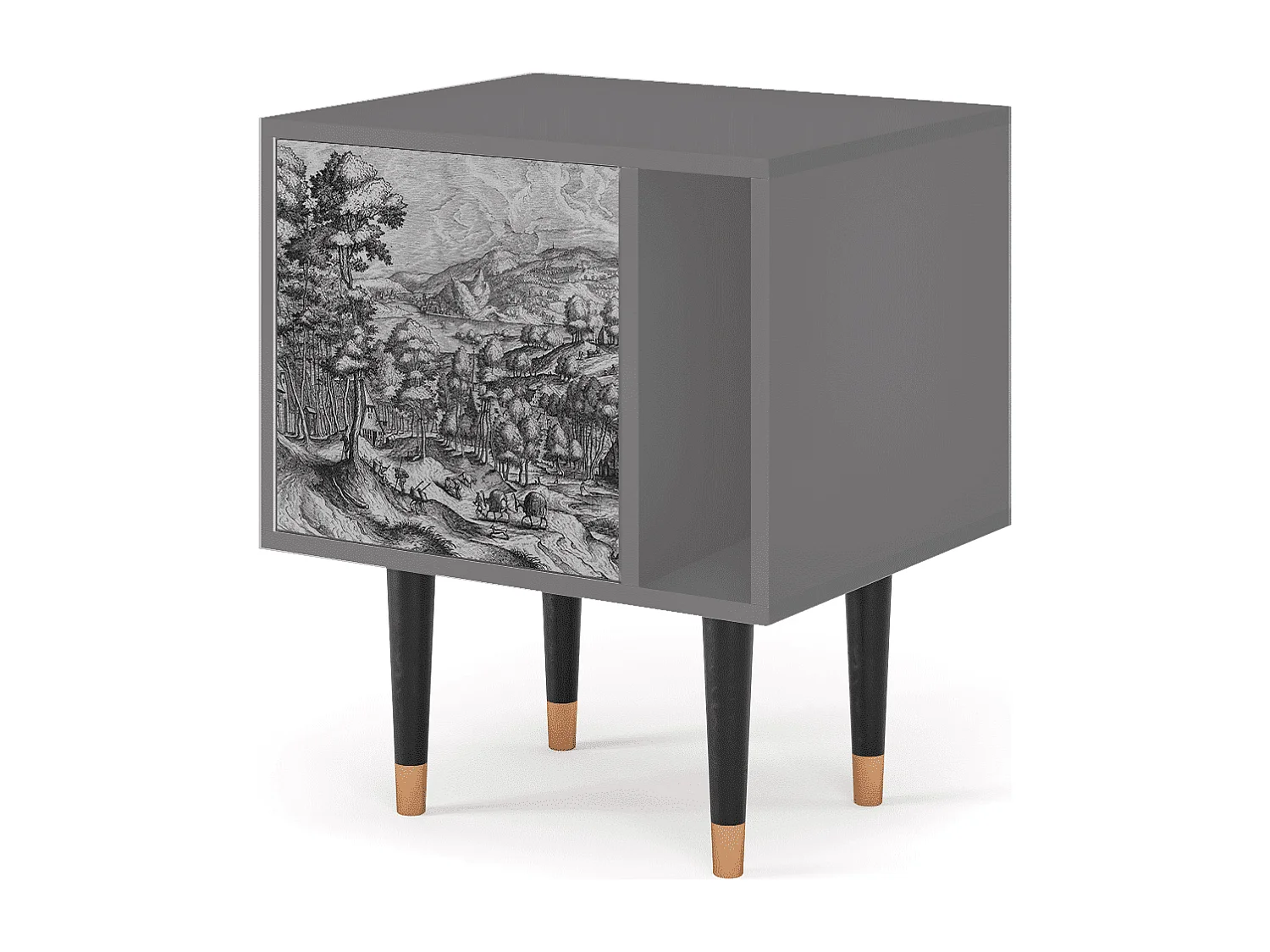 Stolik nocny - 57х69х48 cm - S2 - Rusticorum, Szary