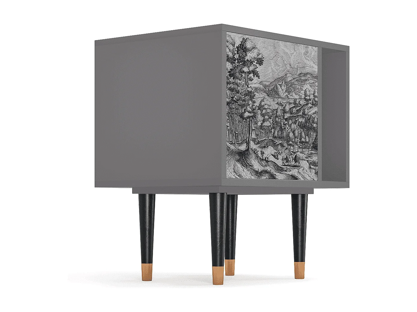 Stolik nocny - 57х69х48 cm - S2 - Rusticorum, Szary