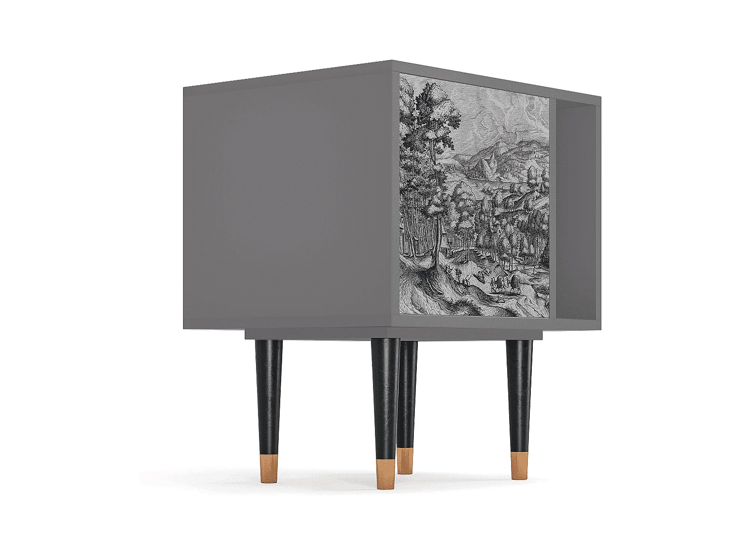 Stolik nocny - 57х69х48 cm - S2 - Rusticorum, Szary