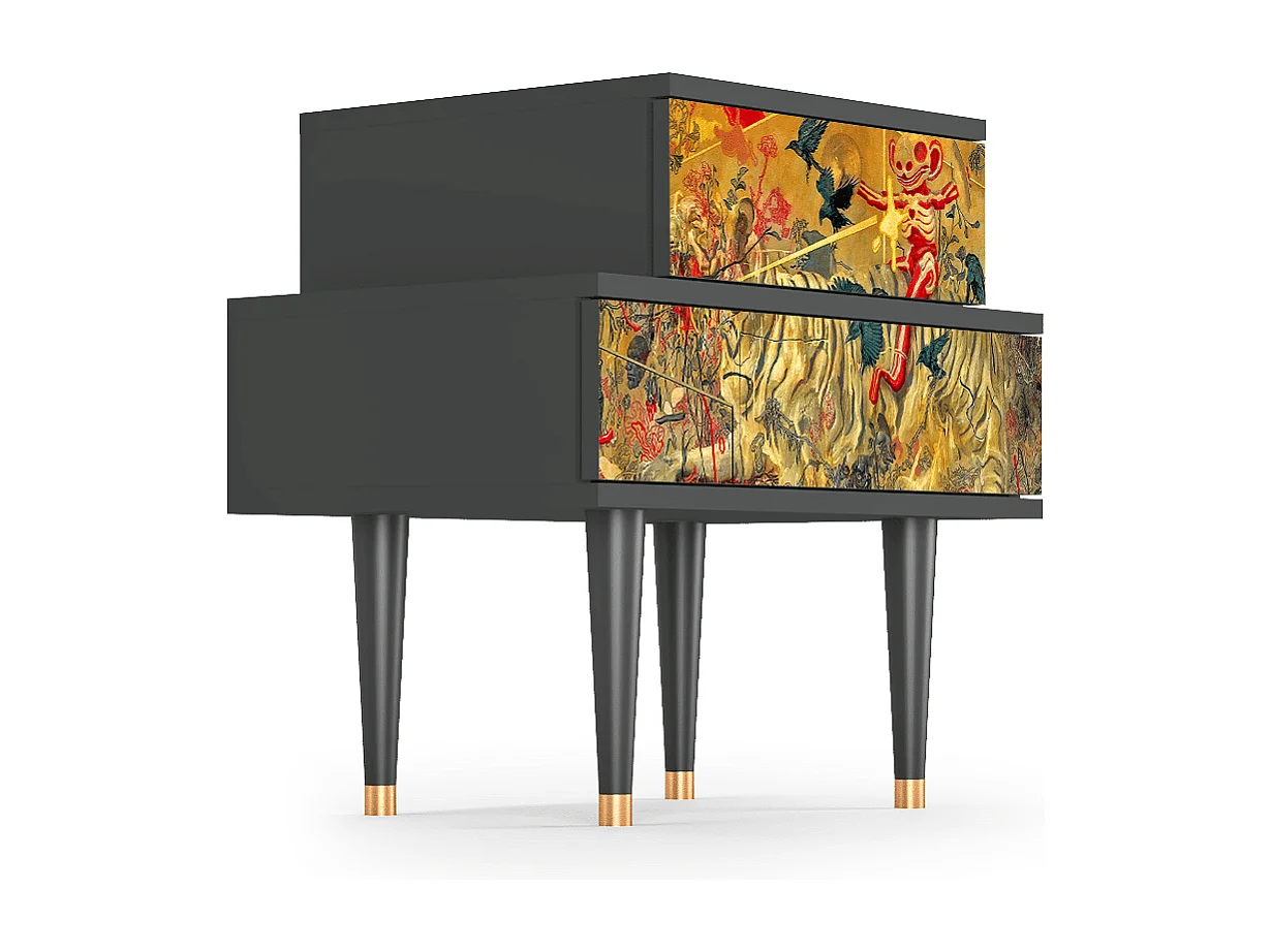 Stolik nocny - 58х58х41 cm - NS1 - Blood by James Jean, Antracyt