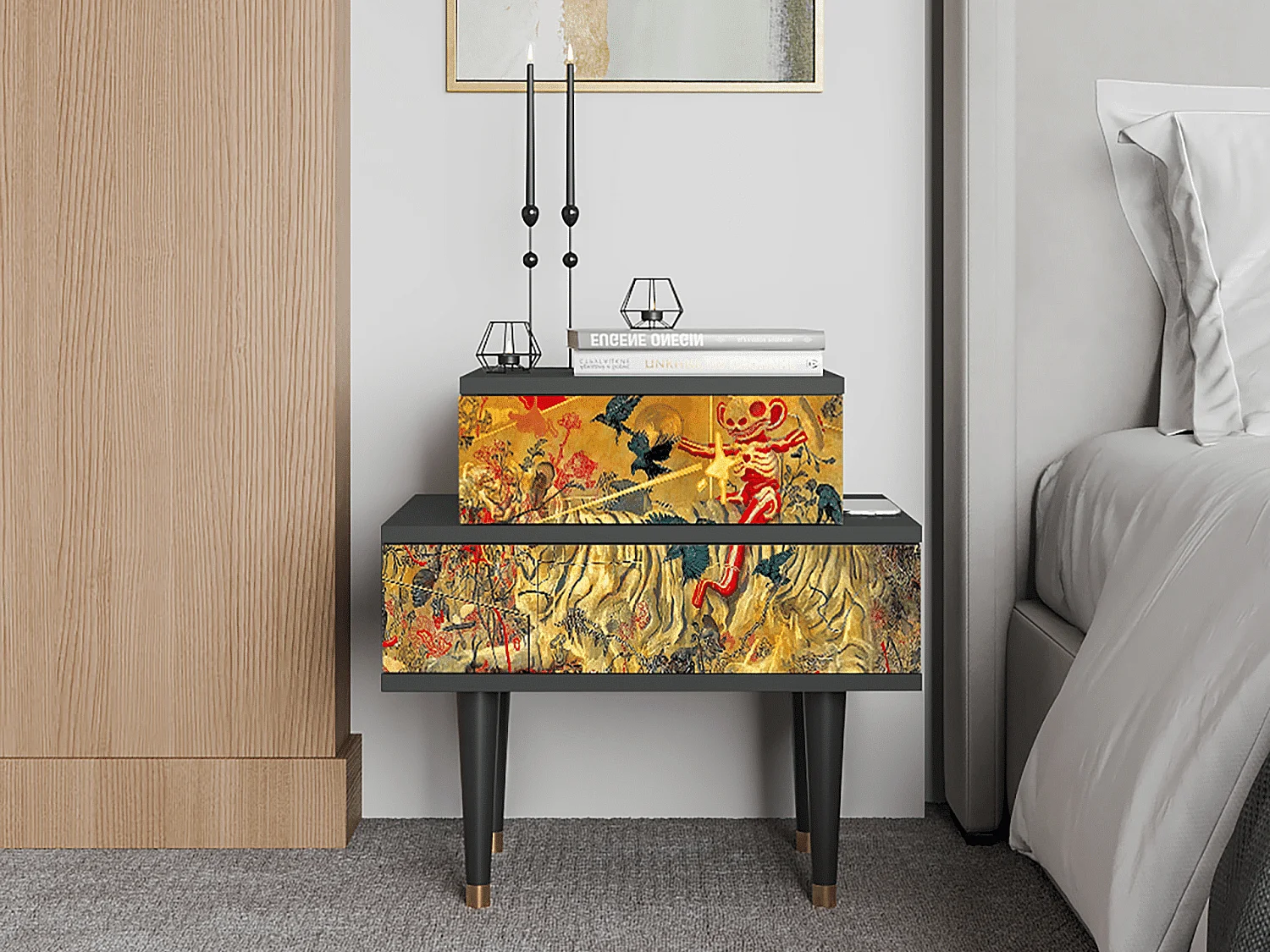 Table de nuit - 58х58х41 cm - NS1 - Blood by James Jean, Anthracite