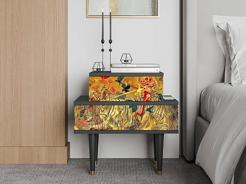 Stolik nocny - 58х58х41 cm - NS1 - Blood by James Jean, Antracyt