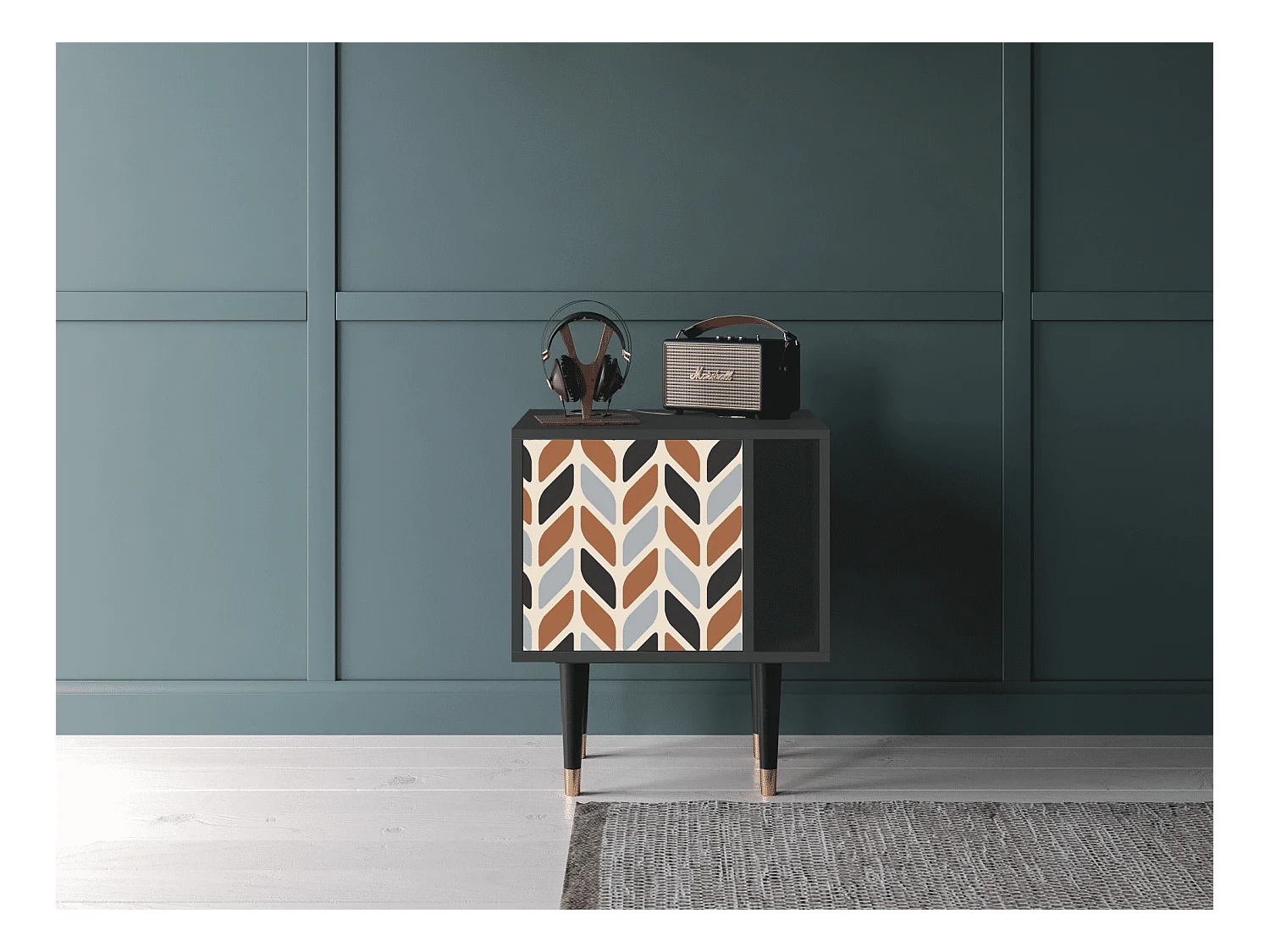 Table de nuit - 57х69х48 cm - S2 - Beige Laure, Anthracite