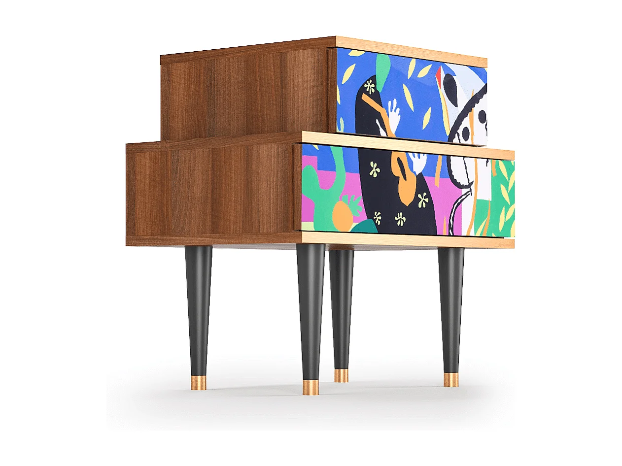 Stolik nocny - 58х58х41 cm - NS1 - La Tristesse du Roi, Orzech