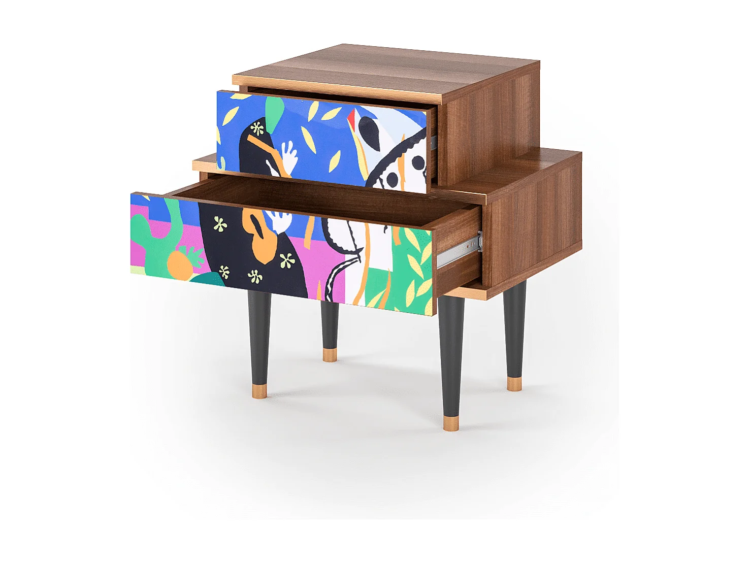 Stolik nocny - 58х58х41 cm - NS1 - La Tristesse du Roi, Orzech