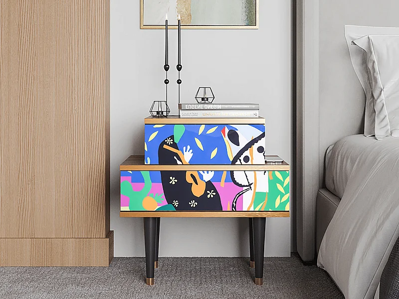 Stolik nocny - 58х58х41 cm - NS1 - La Tristesse du Roi, Orzech