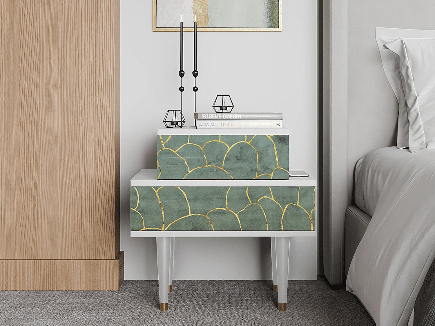 Nachtkastje - 58х58х41 cm - NS1 - Magnificent Water Lily, Wit