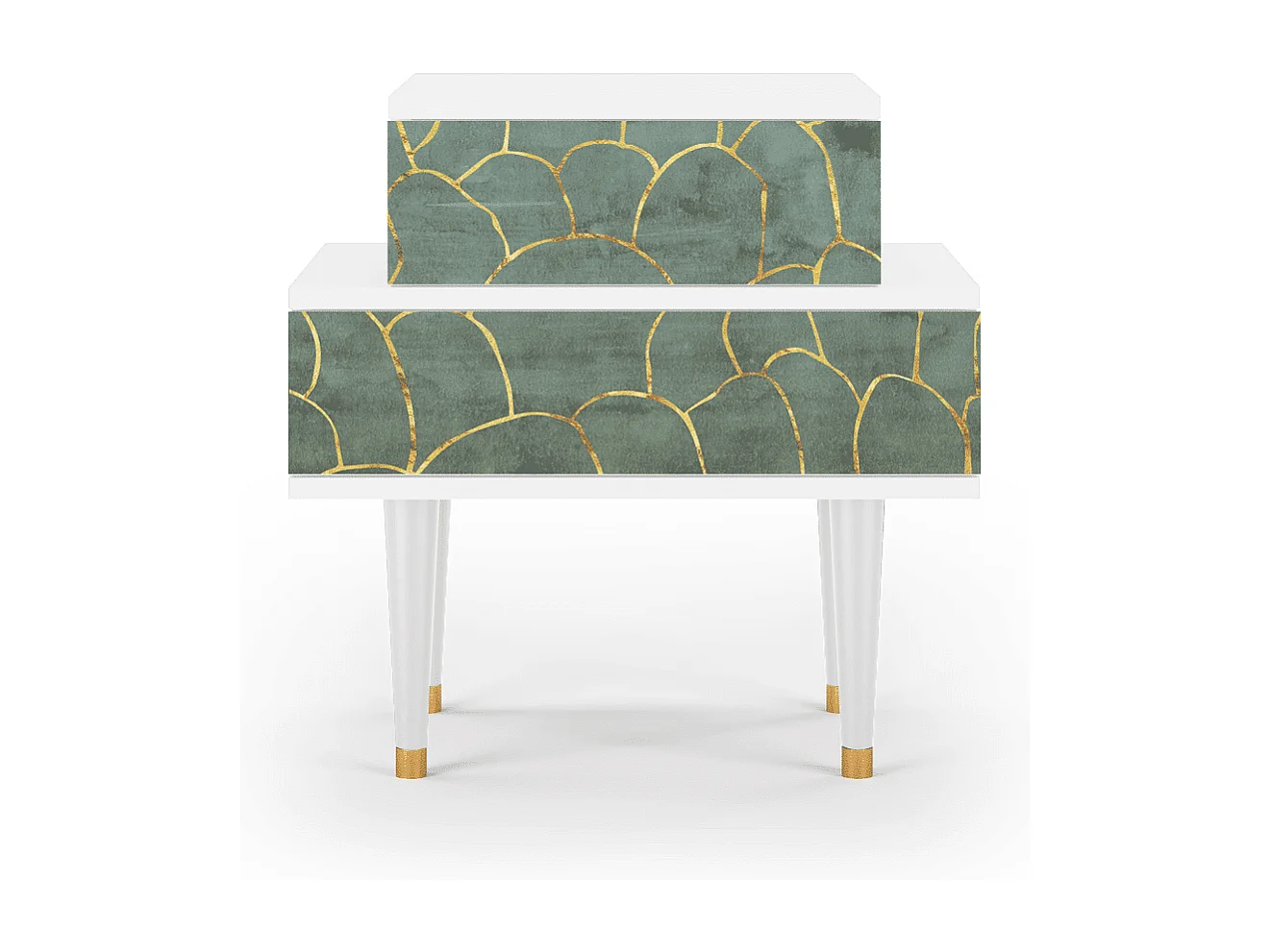 Stolik nocny - 58х58х41 cm - NS1 - Magnificent Water Lily, Biały