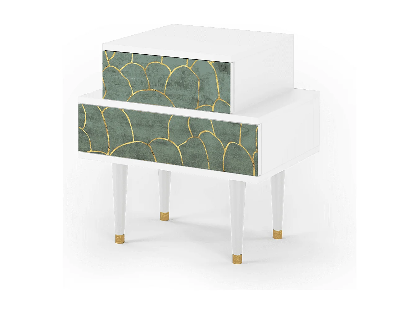 Stolik nocny - 58х58х41 cm - NS1 - Magnificent Water Lily, Biały