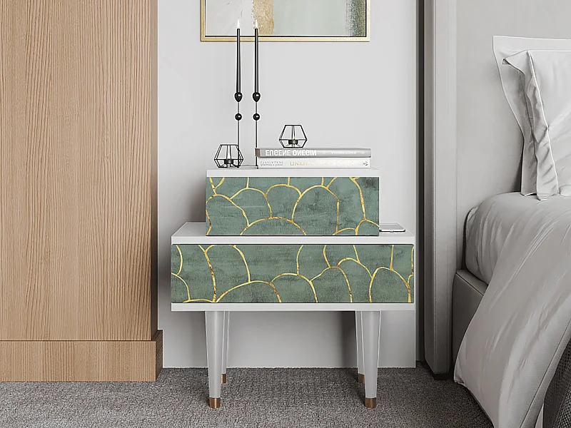 Stolik nocny - 58х58х41 cm - NS1 - Magnificent Water Lily, Biały