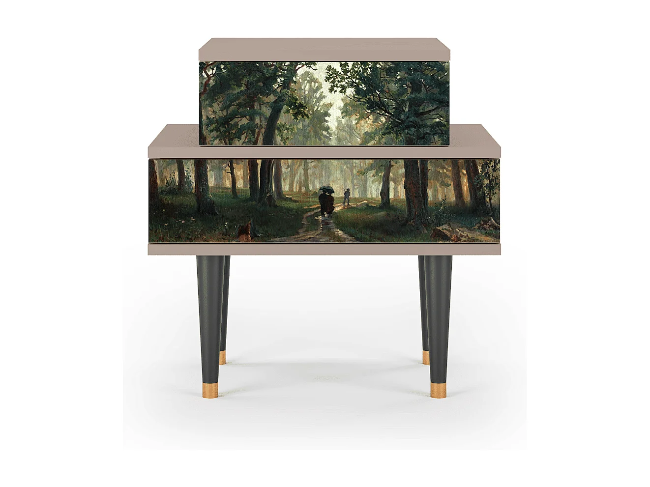 Stolik nocny - 58х58х41 cm - NS1 -  Rain in the Oak Forest, Latte