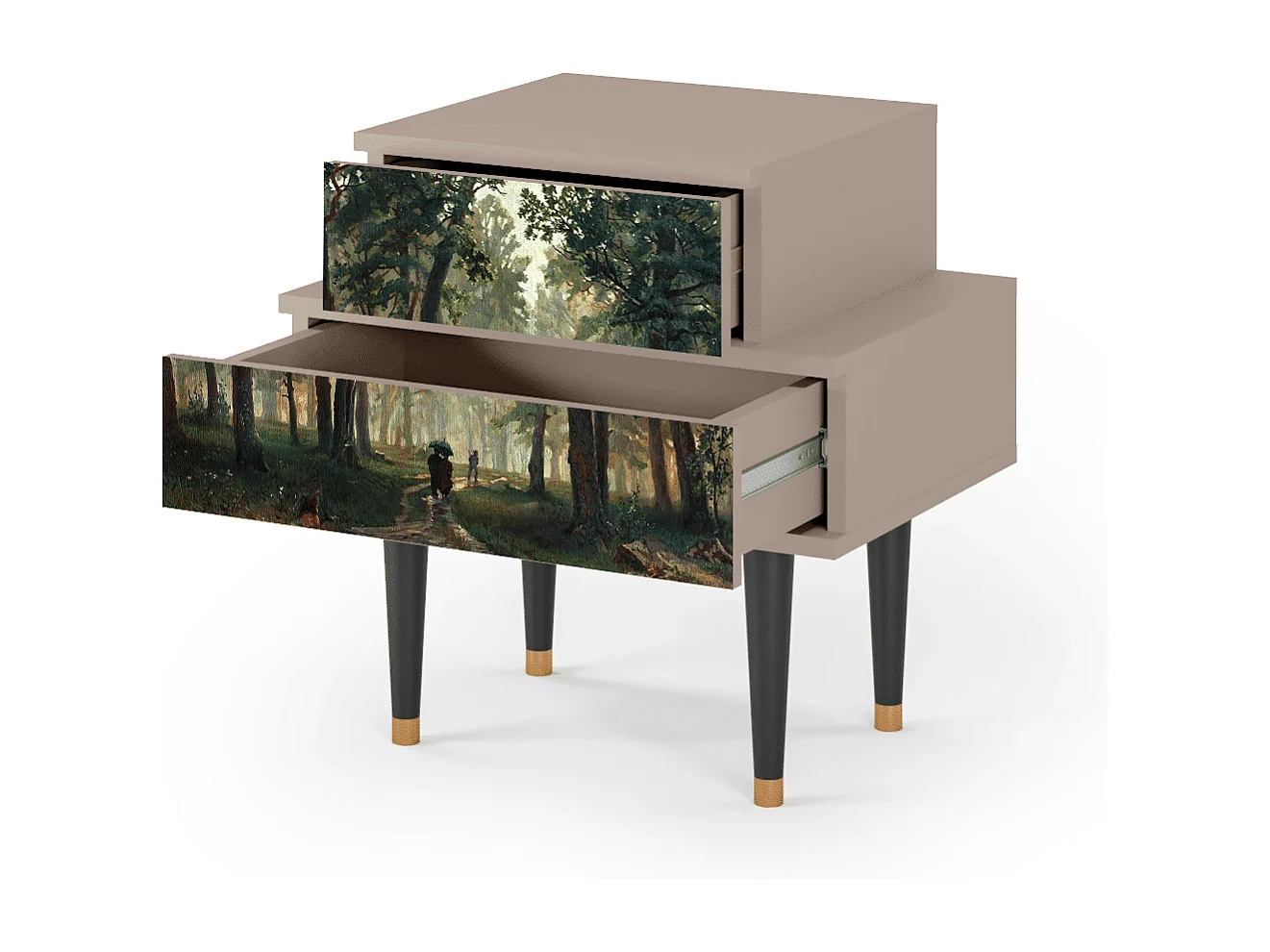Stolik nocny - 58х58х41 cm - NS1 -  Rain in the Oak Forest, Latte