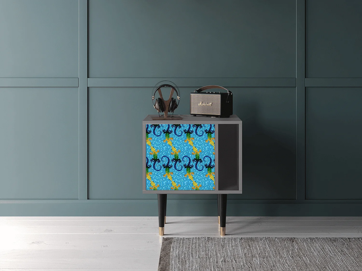 Criado-mudo - 57х69х48 cm - S2 - Gaudi's Lizard, Cinza