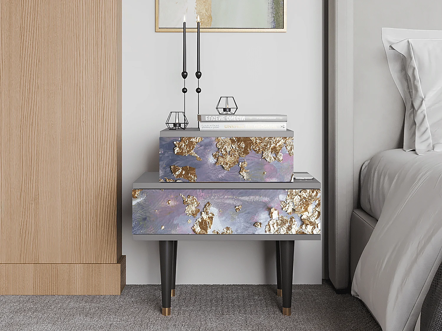 Nachttisch - 58х58х41 cm - NS1 - Planet Earth, Grau