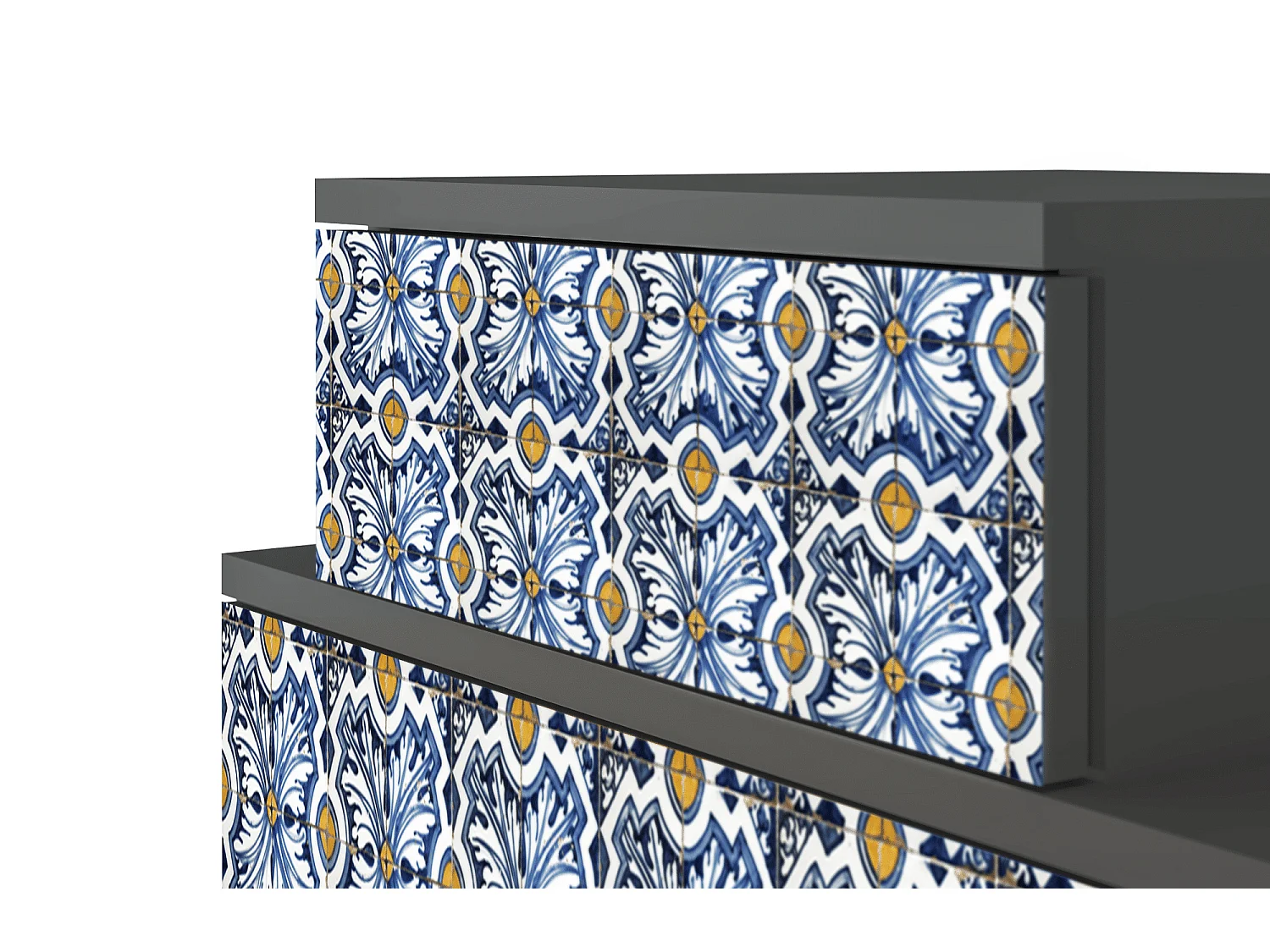 Stolik nocny - 58х58х41 cm - NS1 - Lovely Cornflowers, Antracyt