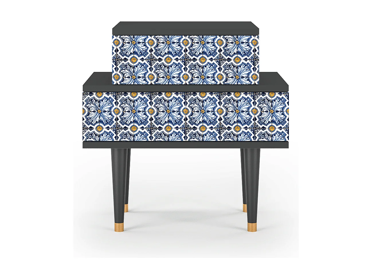 Table de nuit - 58х58х41 cm - NS1 - Lovely Cornflowers, Anthracite