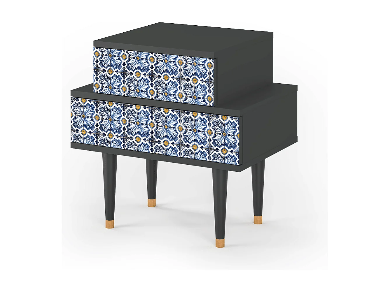 Table de nuit - 58х58х41 cm - NS1 - Lovely Cornflowers, Anthracite