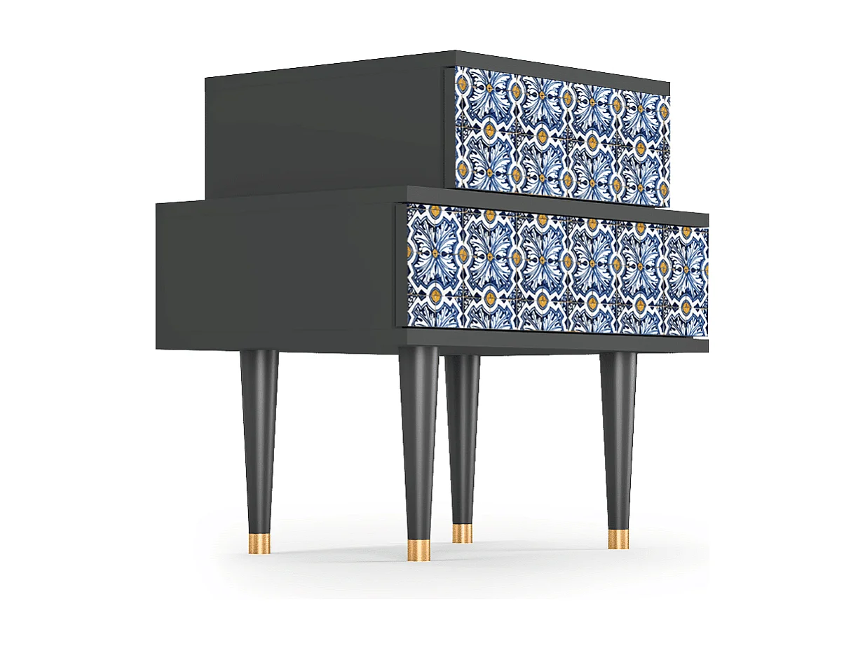 Table de nuit - 58х58х41 cm - NS1 - Lovely Cornflowers, Anthracite