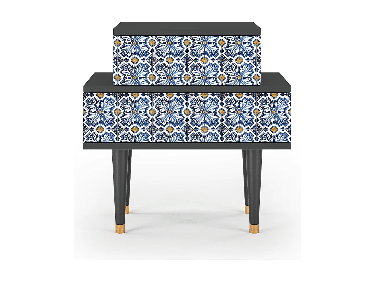 Stolik nocny - 58х58х41 cm - NS1 - Lovely Cornflowers, Antracyt