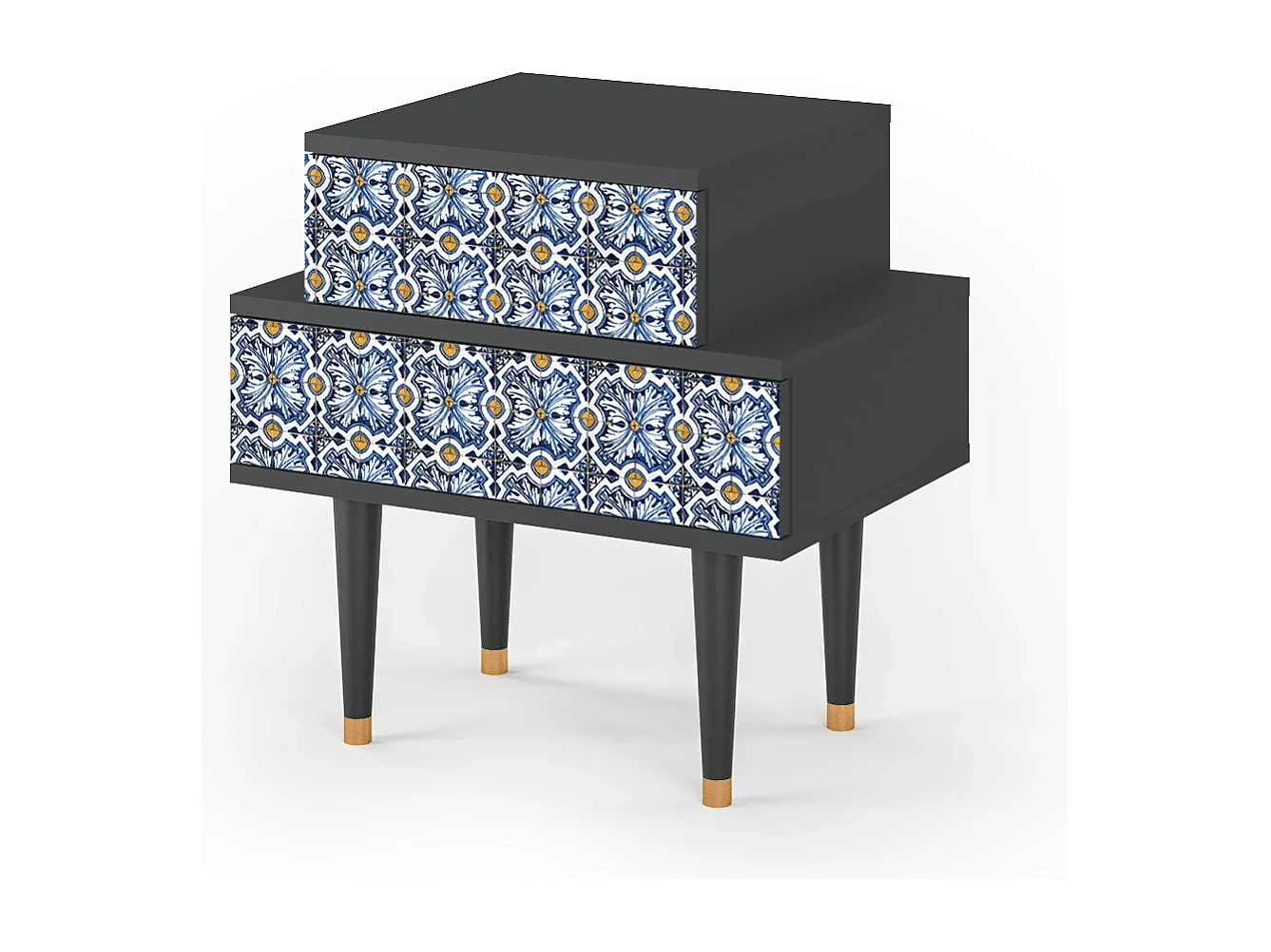 Stolik nocny - 58х58х41 cm - NS1 - Lovely Cornflowers, Antracyt