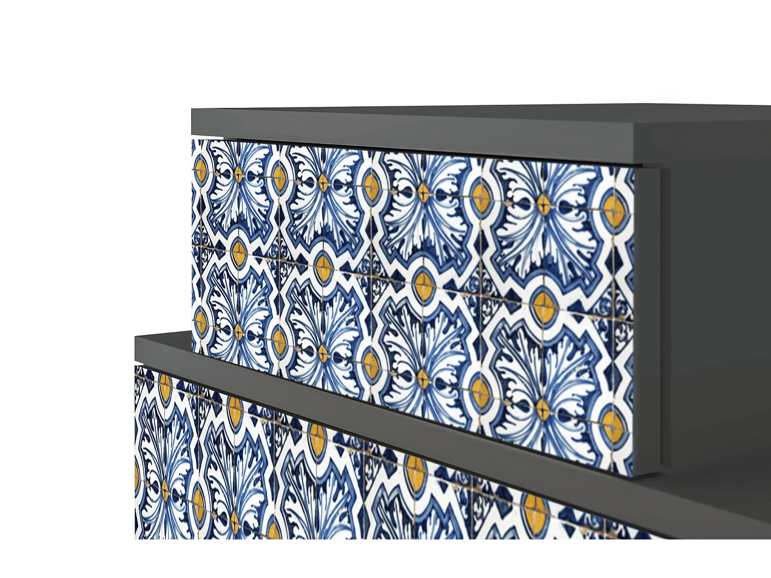 Stolik nocny - 58х58х41 cm - NS1 - Lovely Cornflowers, Antracyt