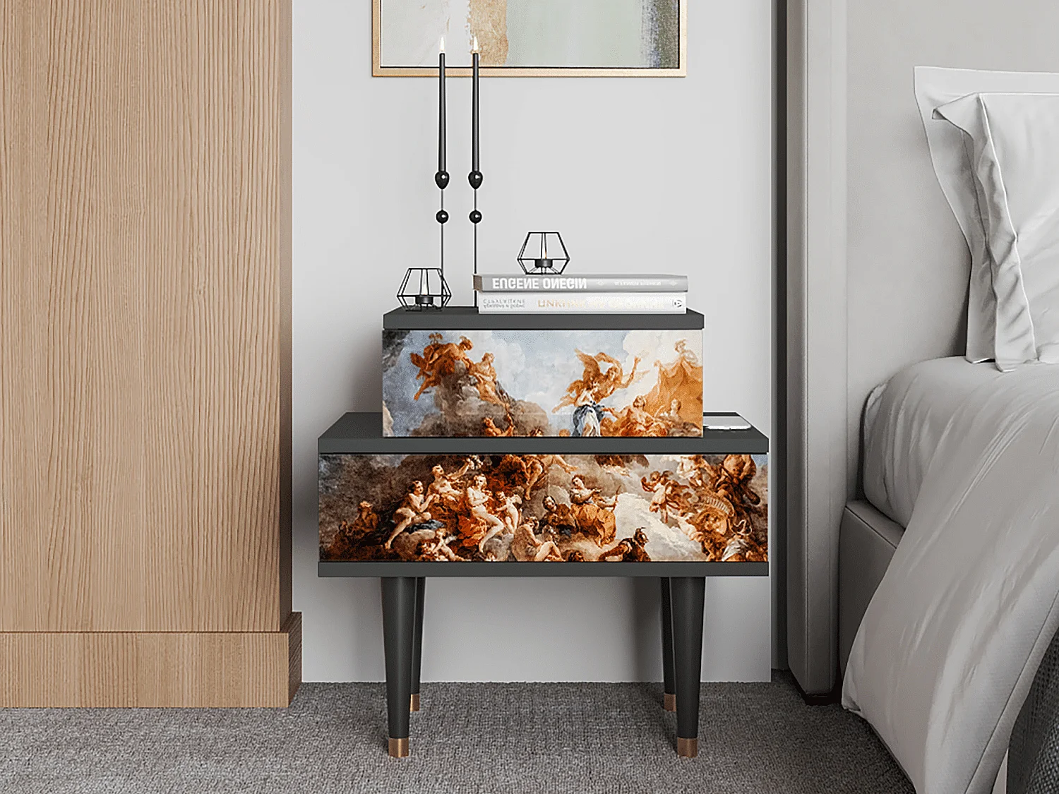 Criado-mudo - 58х58х41 cm - NS1 - Versailles, Antracite