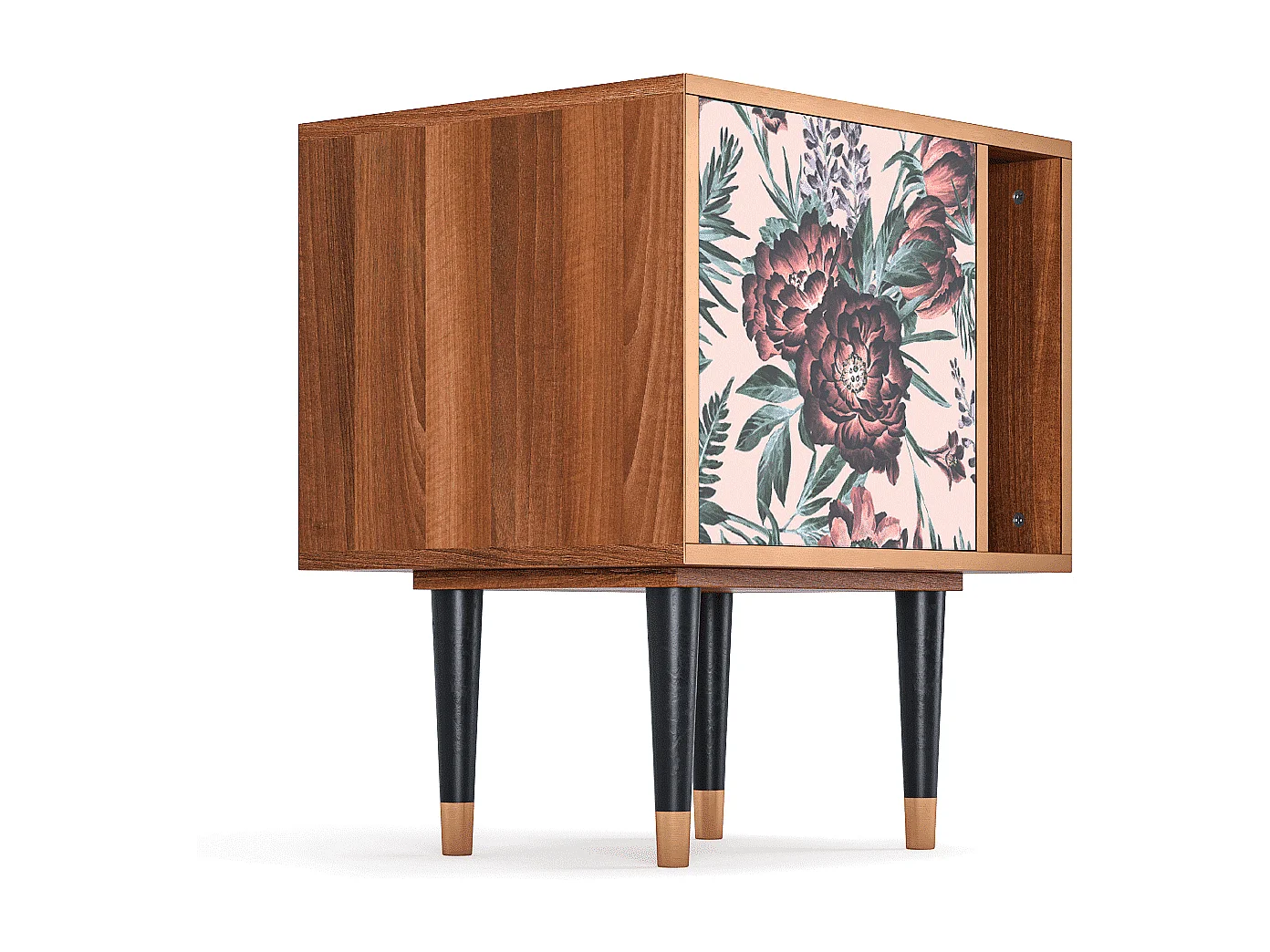 Table de nuit - 57х69х48 cm - S2 - Peach Peonies, Noyer