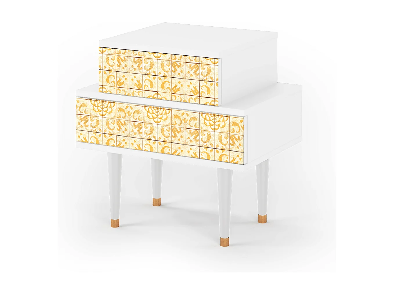 Nachtkastje - 58х58х41 cm - NS1 - Sunshiny Tile, Wit