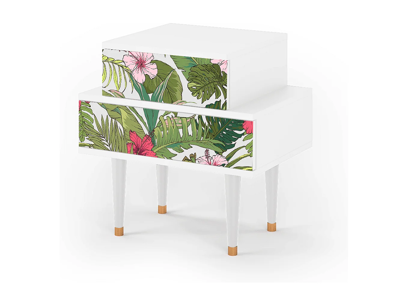 Nachtkastje - 58х58х41 cm - NS1 - Verdant Tropics, Wit