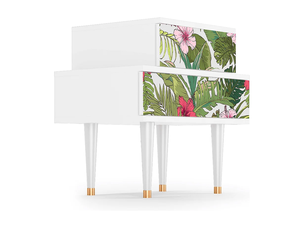 Nachtkastje - 58х58х41 cm - NS1 - Verdant Tropics, Wit