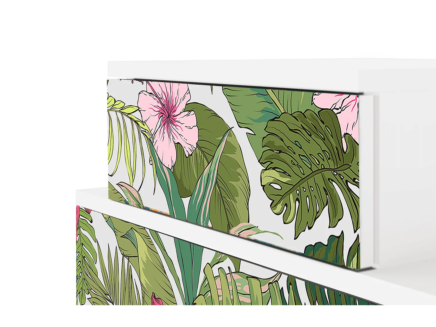 Nachtkastje - 58х58х41 cm - NS1 - Verdant Tropics, Wit