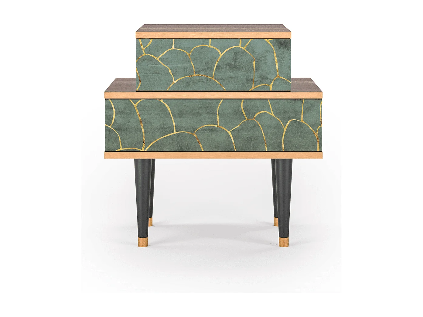 Comodino - 58х58х41 cm - NS1 - Magnificent Water Lily, Noce